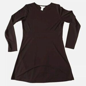 Express Tricot Dress Sz 11/12 Brown Pullover Vintage 90s Mini Long Sleeve EUC